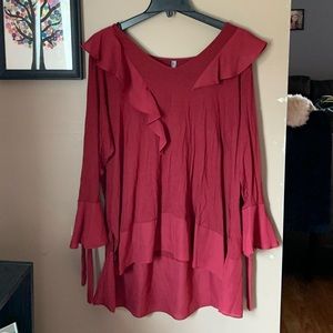 Red Long-Sleeve Blouse